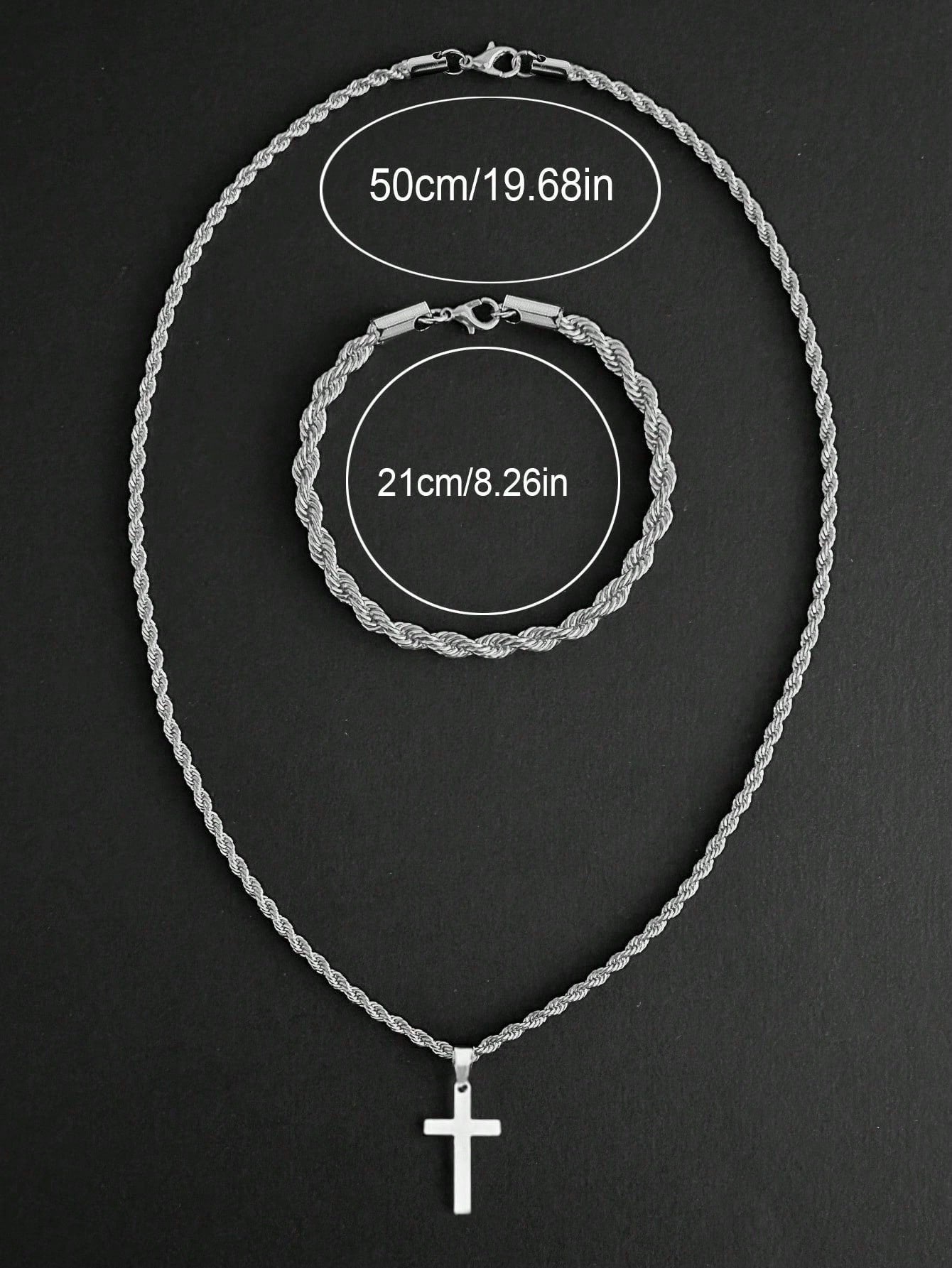 OroVibe™ – Set de Collar con Cruz y Pulsera Trenzada