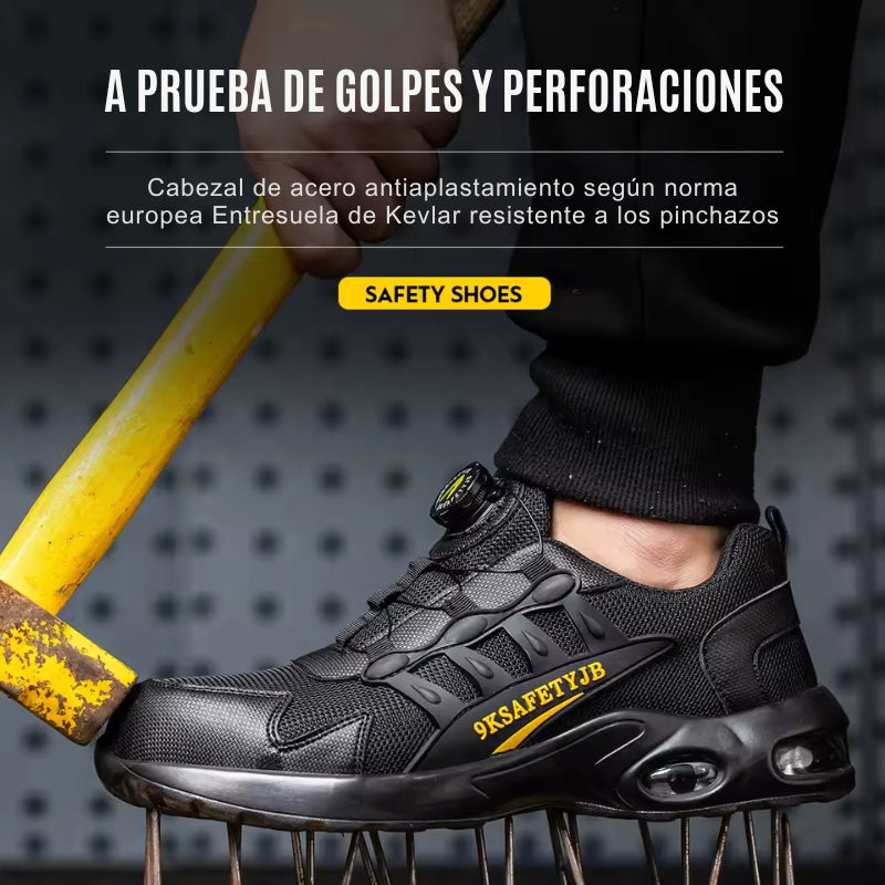 SteelGuard Pro™ – Zapatillas de Seguridad con Punta de Acero y Botón Giratorio