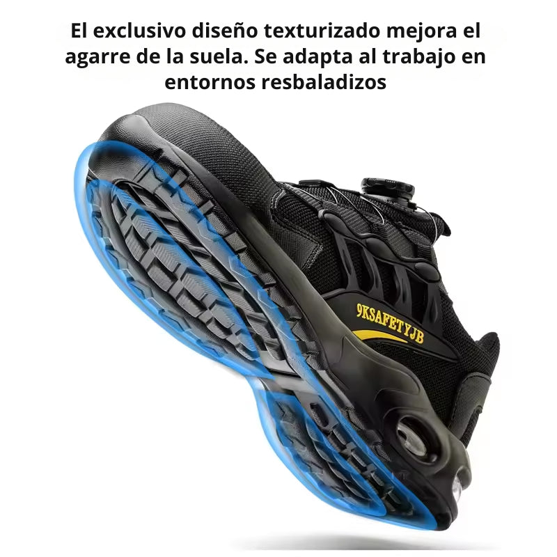 SteelGuard Pro™ – Zapatillas de Seguridad con Punta de Acero y Botón Giratorio