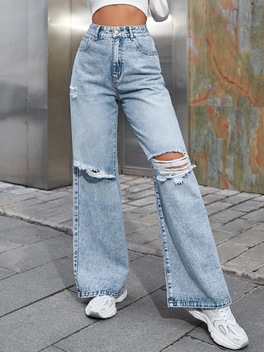 Sky Break – Jeans Wide Fit con Rasgados