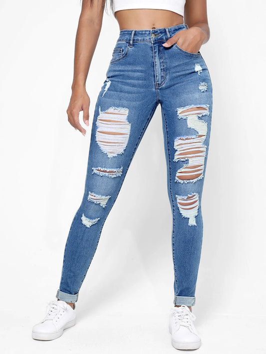 RippedTone – Jeans Ajustados con Desgaste Urbano