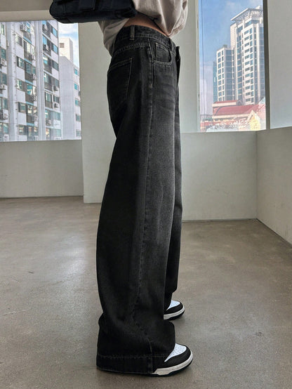 UrbanFlow – Jeans de Pierna Ancha en Gris Carbón