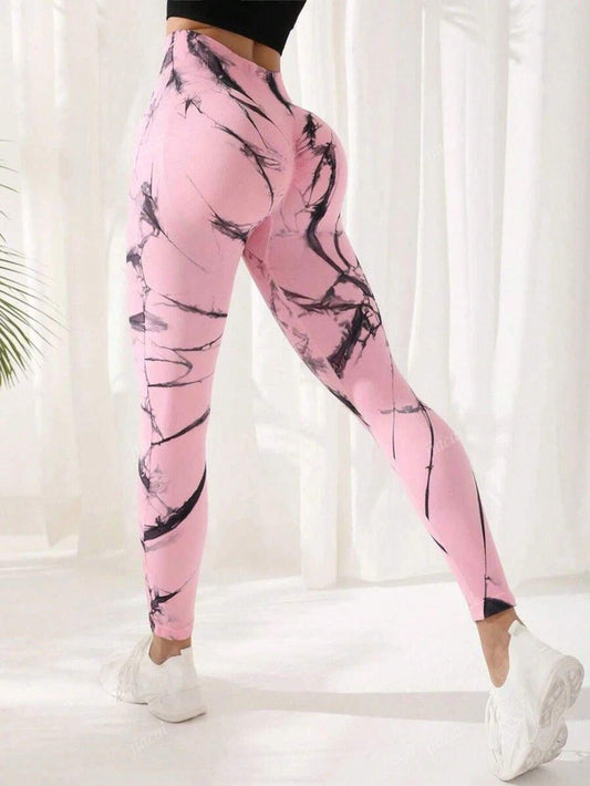 PinkFlex™ – Leggings Tie-Dye de Cintura Alta